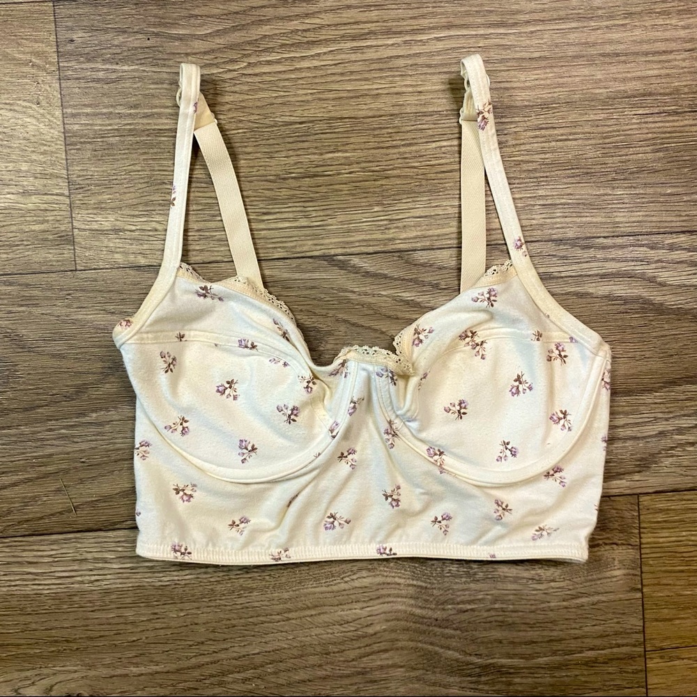 Vintage Dainty Floral Cottagecore Crop Top with Underwire Support